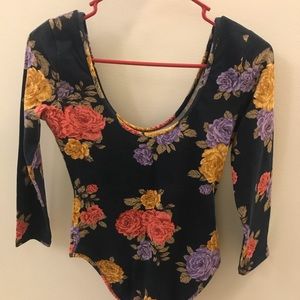 Navy floral body suit